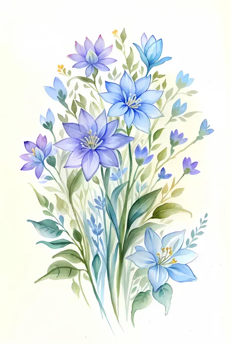 ( acuarela \(medio\), dibujo, hermosas flores.