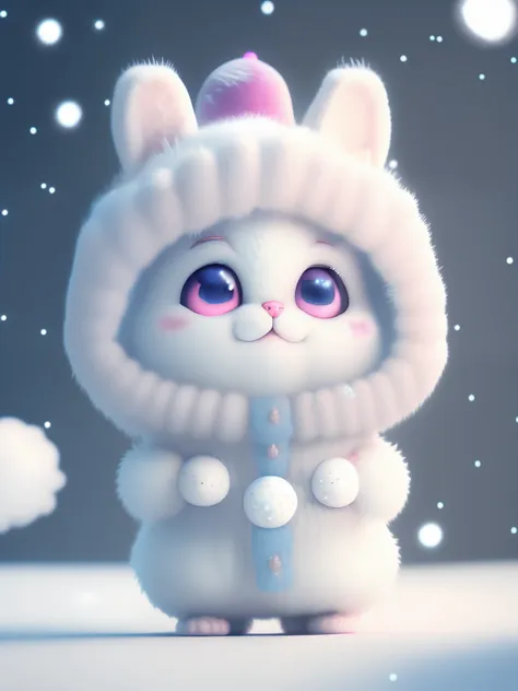 a cute little cat+snow-white furry，big bright eyes，a sweet smile，a sweet smile，open-mouthed！！！，dress up as a fashion model，weari...