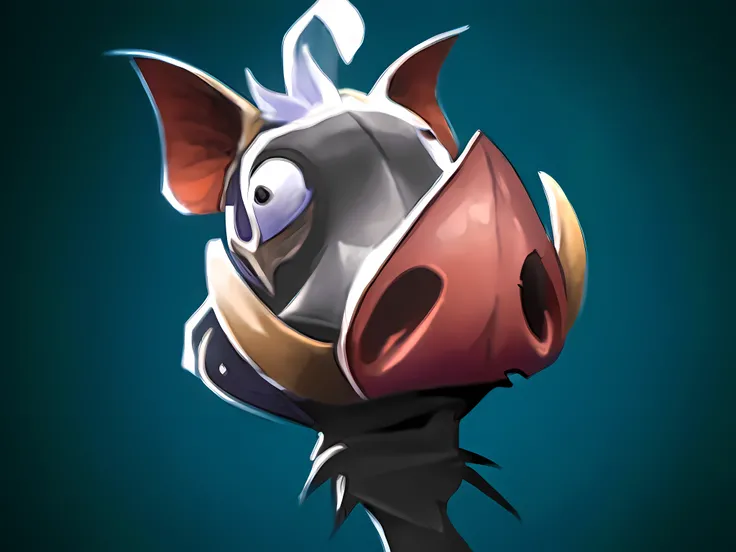 a close up of a cartoon pig wearing a helmet, murloc tinyfin, discord pfp, zun, masterpeice, Avatar image, brown tanned skin, discord profile picture, kenku, birb, simple stylized, Featured art, merging, very stylized, Stylized art, stylised, portrait of a...