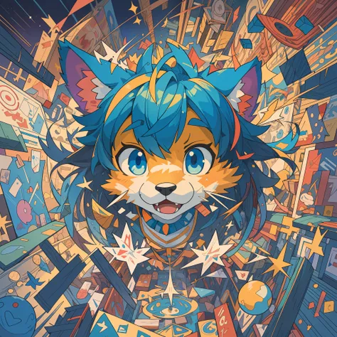 top quality, best quality, cubism, high-quality illustrations by pablo ruiz picasso, masterpiece(kemono, angelic cute 1girl, sol...