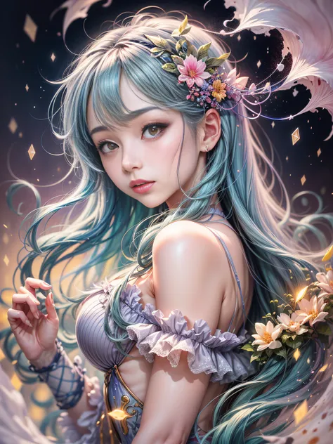 beautiful girl stories that are admirable, a captivating anime girl gracefully emerges from the pages of a watercolor painting, ...