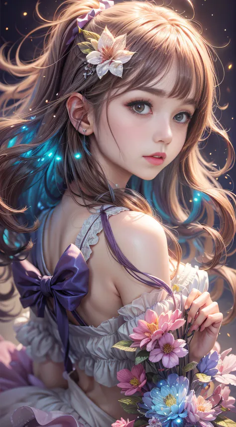 beautiful girl story wrapped in love, beautiful eye details, a captivating anime girl gracefully emerges from the pages of a wat...