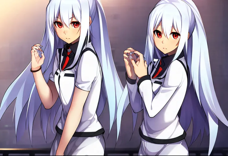 red eyes，white hair，（extremely high quality，best quailty：1.4）