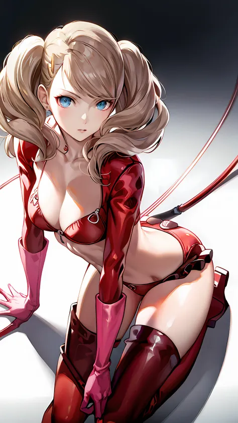 all-fours　red bikini　looking at the camera　cute anime illustration　1girl in　beste-qualit　hi-res　ann takamaki