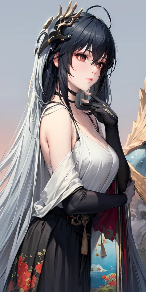 a close up of a woman with white hair and a white mask, beautiful character painting, guweiz, artwork in the style of guweiz, wh...