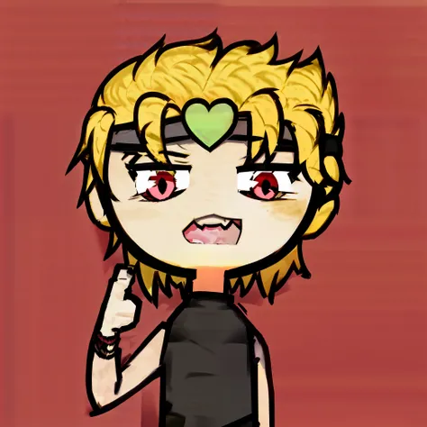 (A cartoon drawing:1.2), tchibi, yami kawaii, resin, booru, avatar with a blond hair, Evil happy,(1 boy with a heart on his head), (leaked chest after being:5. Sexy:7 lol), Romantic brando,gilgamesh, Large 8K image!!,genos 。