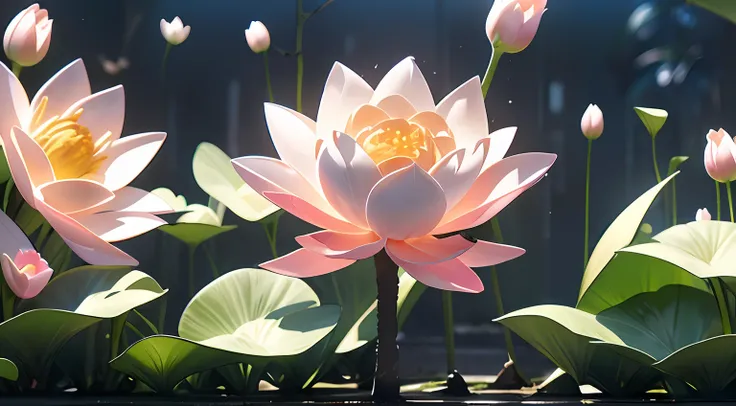 (((best quality))), ((ultra-detailed)),((plant illustration)),lotus flower,inorganic flowers,mechanical flower，close-up,futurist...