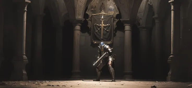 der riese, Protoss, Black Plate Armor, Four arms, German two-handed sword, North Sea, Renaissance, Gothic art, Cinematic lighting, first person perspective, 8K, High quality, 巨作,Religious atmosphere,Classical era