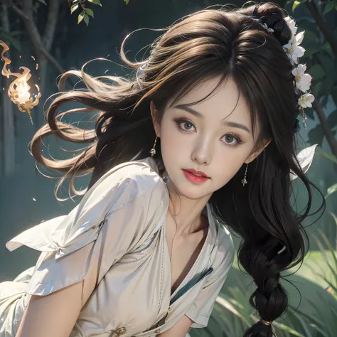 (RAW photo, Best quality), (Realistic, photo-realistic:1.3), Best quality, Highly detailed, 巨作, Ultra-detailed, illustration, 1girll, Upper body body_Body, No hand movement,Dynamic Angle, world mastery theater, ,Best quality, extremely detailed CG unity 8k...