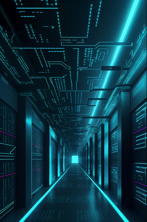 cyberspace, a long corridor, storage grids, codes