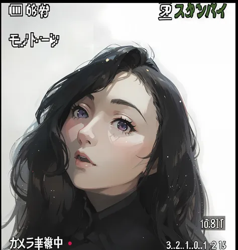 there is a woman with long black hair and a white shirt, Yoshitomo Nara, chiho, komono, [32k hd]^10, 8k selfie photograph, She is facing the camera, Middle Metaverse, she is about 1 6 years old