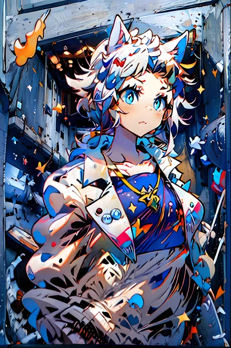 (masterpiece),best quality,Cartoon drawing(cartoon style),Anime character style,male people,whaite hair,White trench coat,writer,apathy,Blue eyes,individuality。