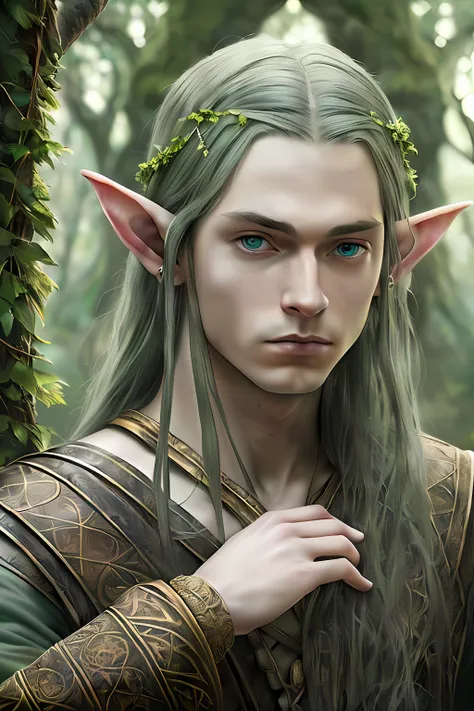 masterpiece, best quality, (realistic:1.3), **highly detailed fantasy photography an elf male lord in a lord of the rings settin...