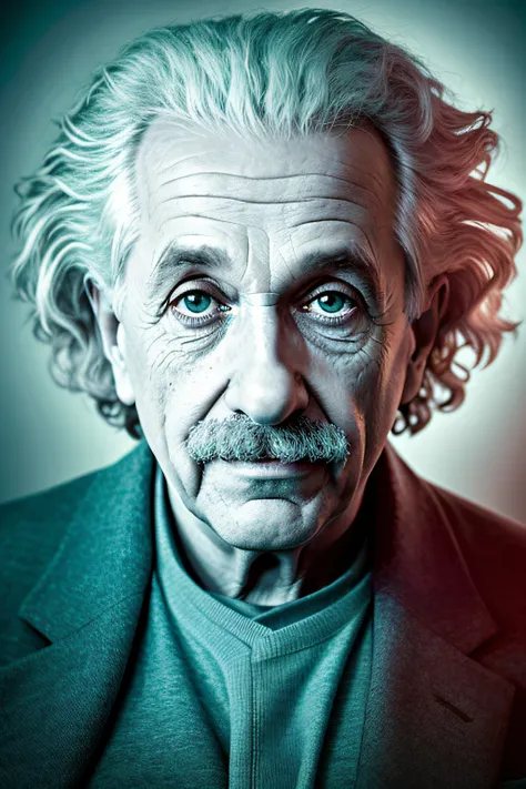 estilo wpap, retrato de albert einstein, cores neutras