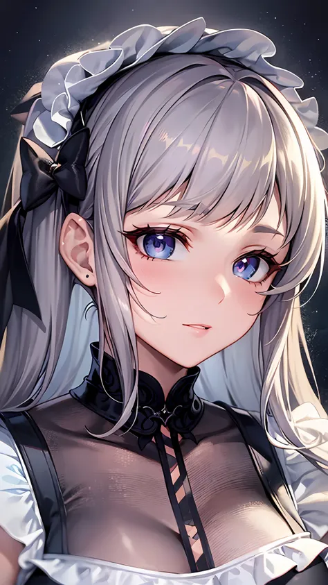 close up portrait of woman in dress in white and black dress、gothic otome anime girl、anime girl wearing a black dress、cute anime...