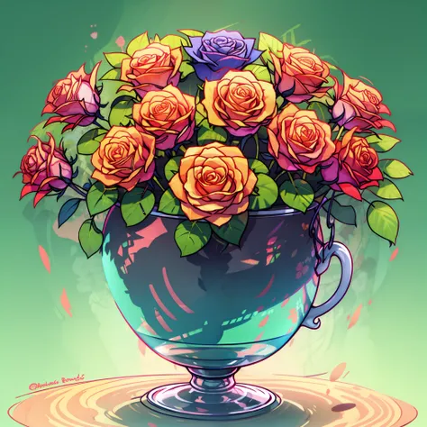 vase of creative roses