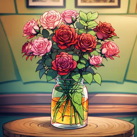 vase of creative roses