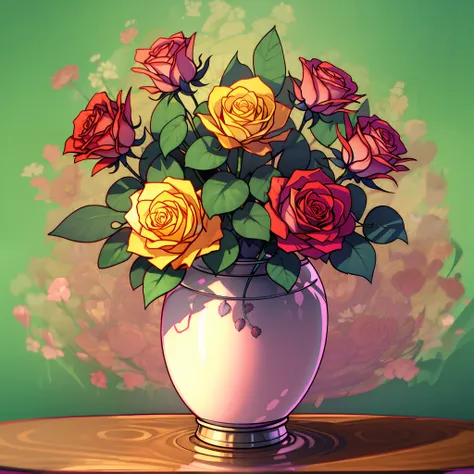 vase of creative roses