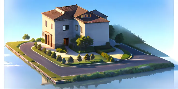 (masterpiece),(high quality), best quality, real,(realistic), super detailed, (full detail),(4k),8k,no humans, outdoors, scenery, tree, sky, building, day, blue sky, road, grass, sunlight