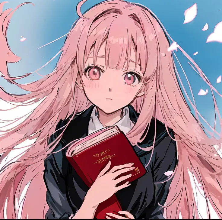 (((adolable)))，(((moe moe)))of anime girls。wearing a black jacket and tie(((long pink  hair))), inspired by(((ib eisner)))， she ...