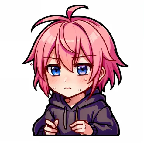 a boy with, (natsuki:1.2), pink hair,"/imagine prompt:emoji table
anime boy with pink hair wearing hoodie,blue eyes，cute boy wit...