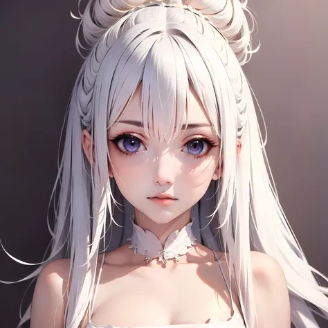 （人物： ninomae ina'nis）， {white color hair}， tentacle hair， a purple eye， （tmasterpiece：1.2）， 1girll， 独奏， best quality at best， sh...