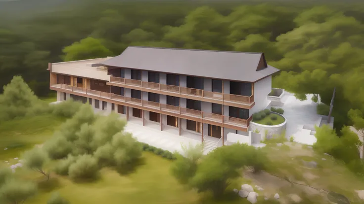 Building exterior design,Modern resort style,The roof changes style,Add stone elements