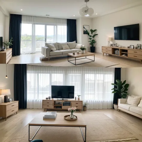 ,masterpiece, best quality,8k, ultra highres,Step into this Mediterranean-style living room,Its like coming to a pleasant resort。White walls with sky-blue furniture and bright lighting,Exudes a fresh and elegant breath。The modern and minimalist design make...