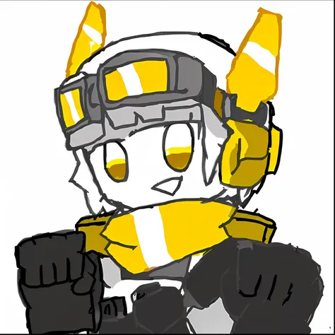 Close-up of cartoon character wearing yellow goggles and gray gloves, cel - shaded art style, cel-shaded!!!, High-quality fanart,Two-dimensional woman, trigger anime artstyle, clean cel shaded, Varguyart style, badass posture, Waste soil style, Short white...