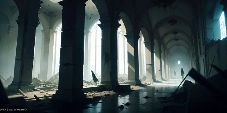 Seven ephemeral spirits, cada um representando um dos sete pecados capitais: Ira, lusciousness, Orgulho, laziness, Avareza, Gula e inveja. Dark ambiance with directed lighting, A spirit floating under every shadow. Each spirit portrayed in its correspondin...