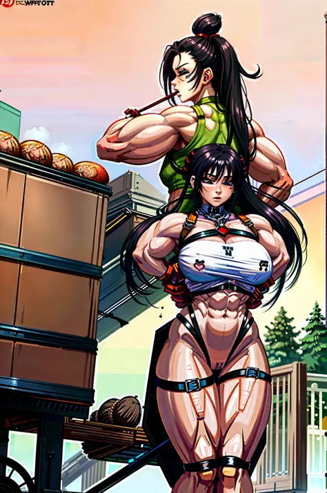 (SFW:5), ((((((((((Muscular female bodybuilder slave pulling a cart tied to her harness with her arms restrained behind her back)))))))))), ((((((((((Human))))))))))), leash pull, Cowboy shot, (((((solo focus))))), medieval, (((((slave))))), sad, scared, c...