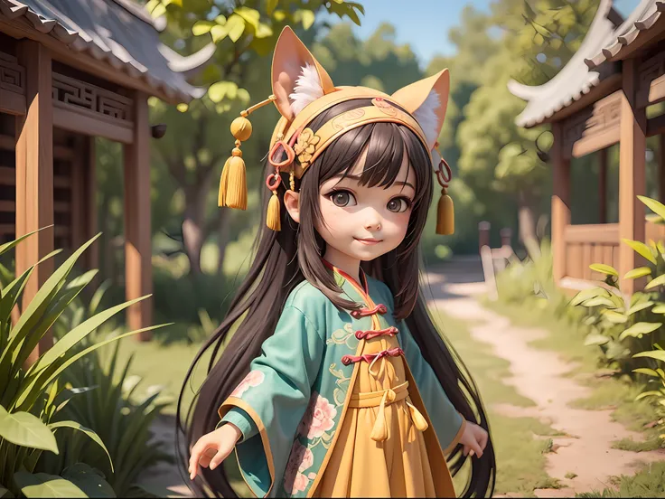 a little girl，pervert smirk，foolish，ancient chinese style，art  stations, ...............cgi_animate