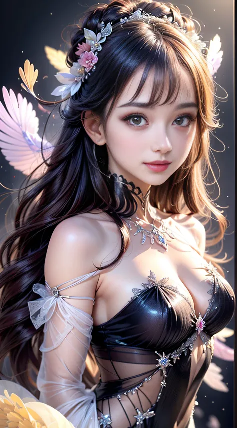 Love Beautiful Girl Story, Beautiful eye details, Absolutely cute, A captivating anime girl gracefully emerges from the pages of a watercolor painting, Her vivid and complex colors are, Bring your artwork to life, (see-through transparent clothes, Transpar...