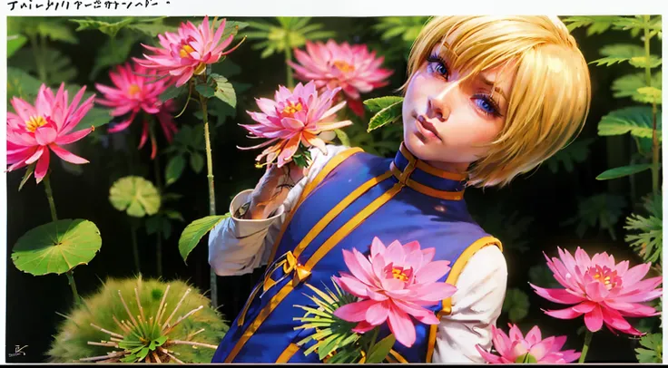 kurapika,olhos vermelhos,flor de lotus,raios,sangue