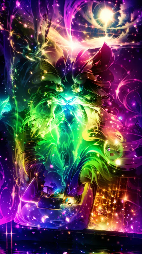 In a realm of enchantment, within a magical forest, a mystical fairy girl emerges, a radiant being adorned in gossamer threads of moonlight. Her dress, woven from petals and stardust, shimmers with an iridescent glow, reflecting the celestial canopy above....