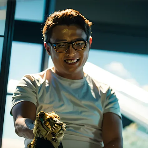 mtu,sitted,Golden lion in hand