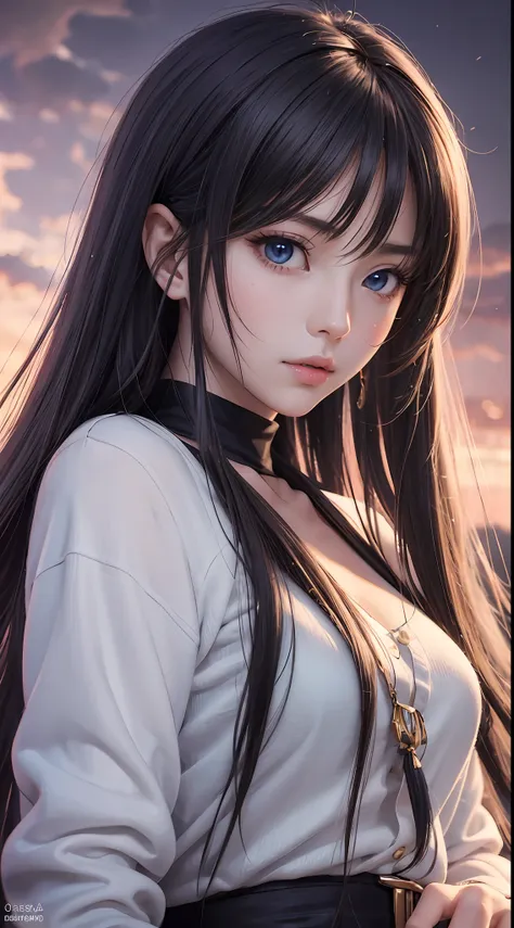 anime girl with long black hair and blue eyes，smooth anime cg art，realistic anime 3 d style，realistic anime art style，detailed d...