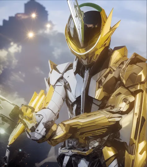 photorealestic，Machinary，mechs，Technologie，musculous，glowing light eyes，Burly body，style of photography，Real scenery（Metallic texture 1.8）（Excess detail 2）（High resolution1.6）（4K clarity1.9)（Carbon fiber 1.5）（Metal reflection 1.5），Sword in hand