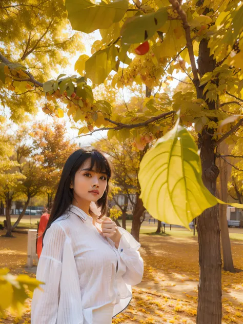 araffed asian woman in a skirt and white shirt posing for a picture, wearing a blouse, wearing white shirt, fine white shirt, we...