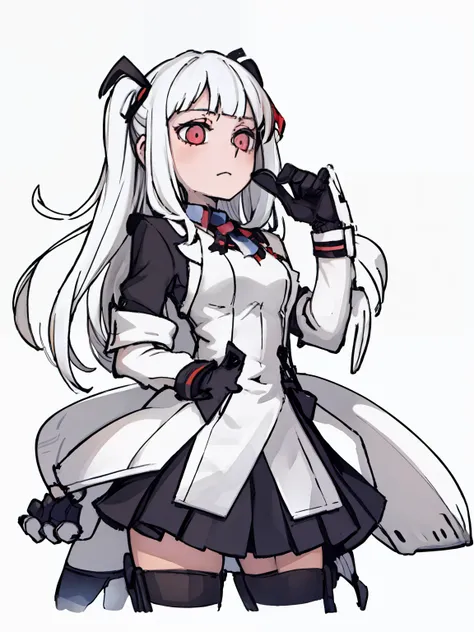 A girl frontal,((two side up),(A half body),(White color hair)),Young, White background