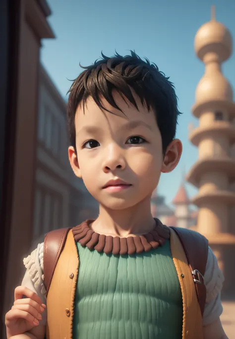 cute 3d render, cute detailed digital art, male explorer mini cute boy, cute digital painting, stylized 3d render, cute digital art, cute render 3d anime boy, luffy the little pirate looks up, cute! c4d, portrait anime sea pirate boy, he is wearing an open...