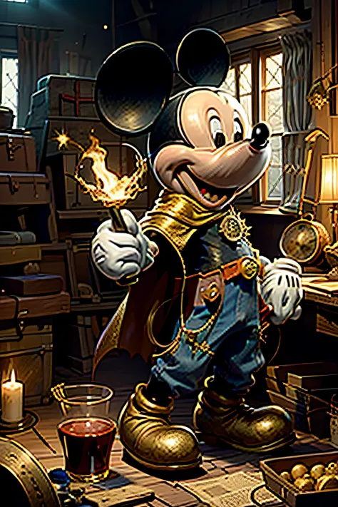 mickey mouse,mickey mouse，vampire-like mickey mouse，with a red eyes，evil grin smile，mickey mouse，mickey（（tmasterpiece）））， （（（bes...