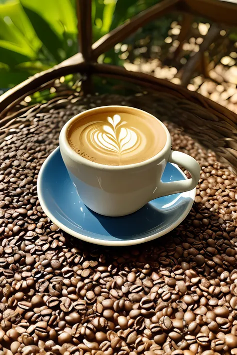 uma xicara de cafe bem quente, um copo de leite, pao caseiro em cima de uma.mesa de madeira, ambiente rustico de fazenda, luz do...