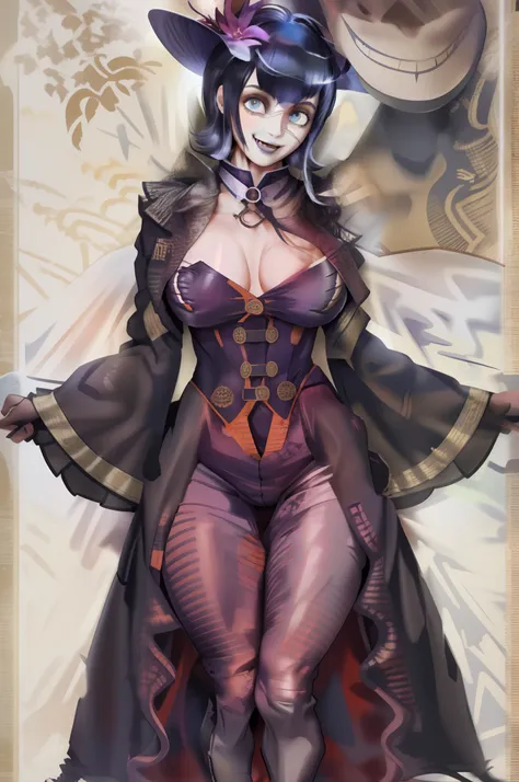 Mavis_dracula, full body, pantyhose, huge breast, pants, goth, long dress, black hair, flip flips, smile, long robe, skirt, victorian clothing