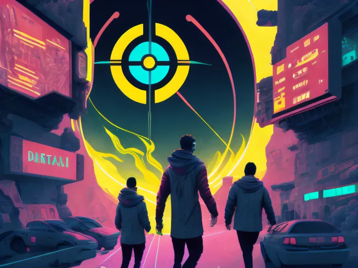 a target illustration, metas, conquistas, contabilidade, cores neon por kilian eng