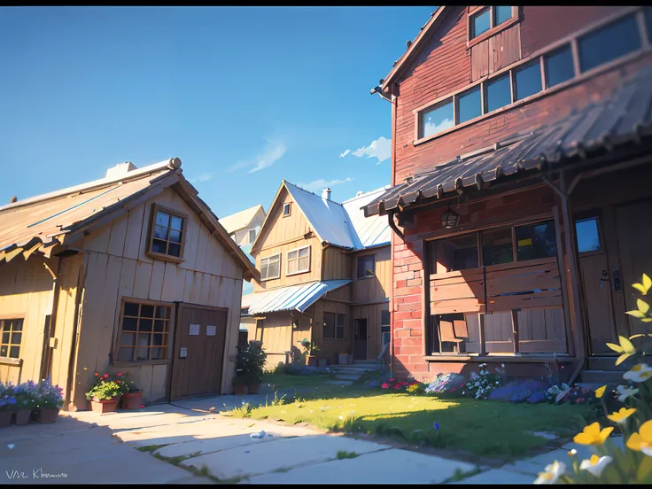 cute world of wool felt, wool knitted fabric, cartoon, some small houses, farms, barracks, warehouses, flower houses, super cute, superb lighting, volumetrics, by Jon Klassen, Ghibli Studio style, Tilt - shift, 80mm lens, Large aperture, 3d, blender, maste...