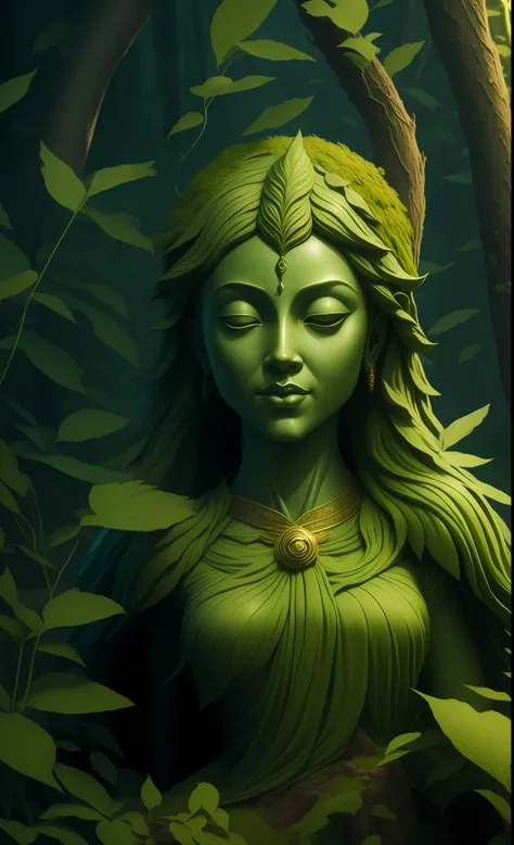 goddess of the mossy earth，mito, goddess of nature, goddess of nature, guanyin, fantasy movie still, cinematic goddess close sho...