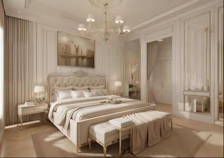 best quality, master picece, hyper detail, supper detail, best realistic, (classical bedroom, beautiful lighting, shimmering)|[d...