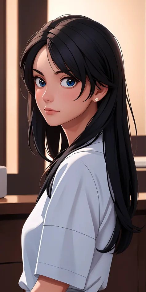 black hair, Hyperrealism, blurry foreground, projected inset, backlighting, 8k, super detail