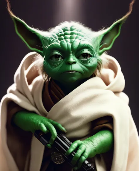 retrato realista de mestre yoda, star wars